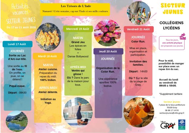 Programme vacances été secteur jeunes gray