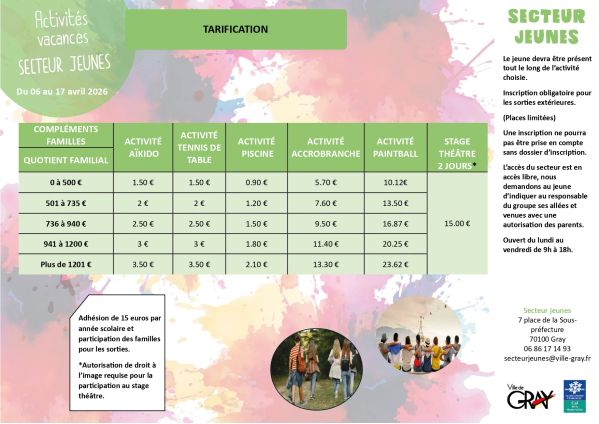 Programme primaires vacances de printemps Récréa'Gray Programme primaires vacances de printemps Récréa'Gray