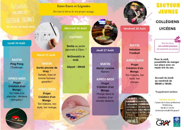 Programme vacances été secteur jeunes gray