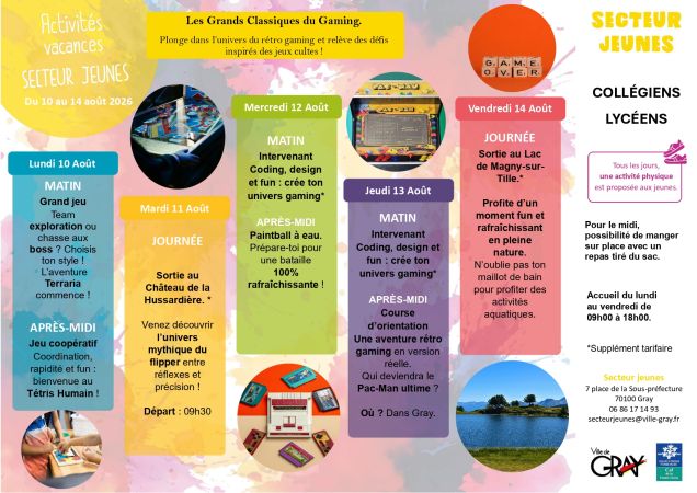 Programme vacances été secteur jeunes gray