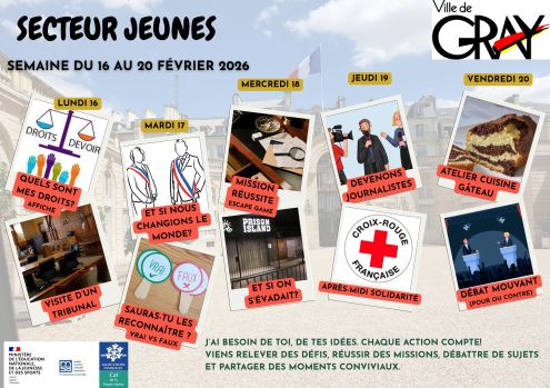 Programme secteur jeunes Récréa Gray vacances février Programme secteur jeunes Récréa Gray vacances février