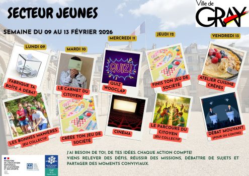 Programme secteur jeunes Récréa Gray vacances février Programme secteur jeunes Récréa Gray vacances février