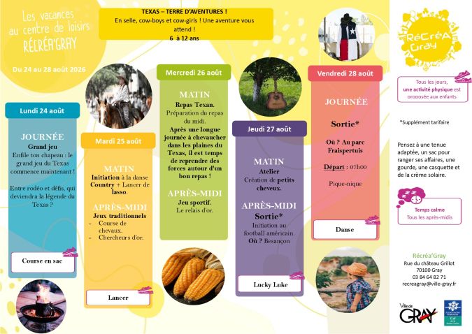 Programme Réc'éa'Gray vacances été primaires 